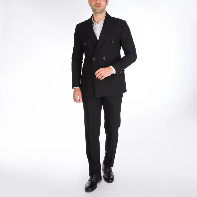 کت شلوار مردانه  رنگ مشکی شش دکمه دبل برست برند massimo dutti