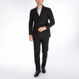 کت شلوار مردانه رنگ مشکی شش دکمه دبل برست برند massimo dutti