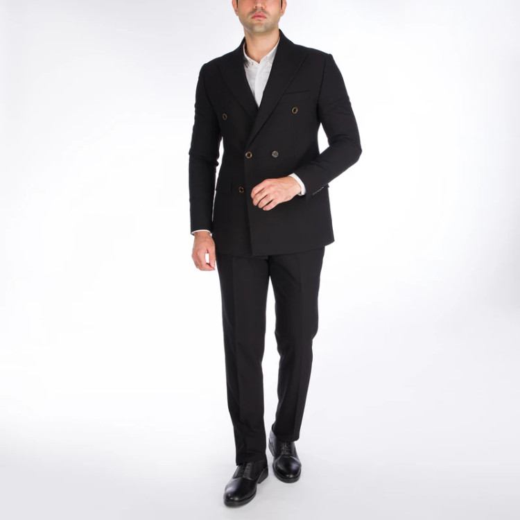 کت شلوار مردانه رنگ مشکی شش دکمه دبل برست برند massimo dutti