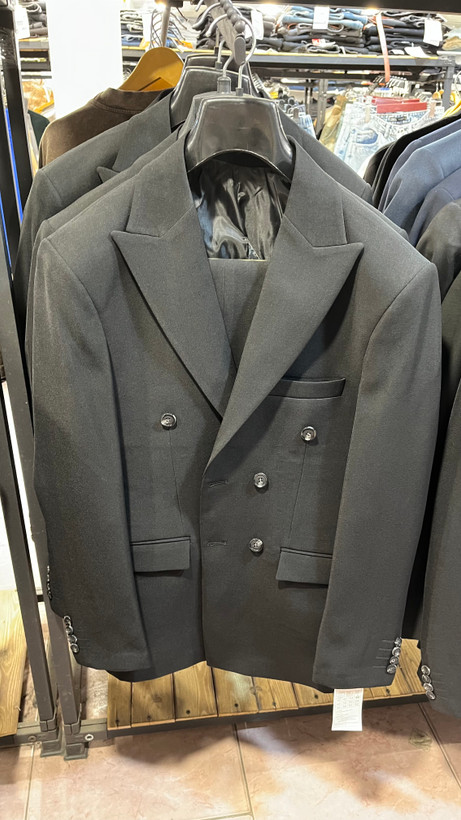 کت شلوار مردانه رنگ مشکی شش دکمه دبل برست برند massimo dutti